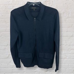BANANA REPUBLIC - Men’s Navy Zip Up Cardigan With Pockets In Front - Size Large
